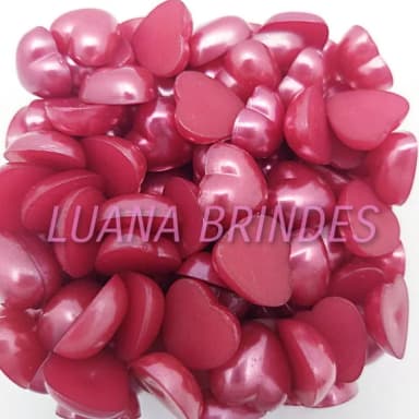 Meia Pérola Coração Vermelho Escuro - 12mm - pct c/ 100 unid