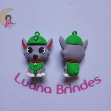 Pingente Patrulha Rocky Emborrachado 5cm Pct 2 Unidades