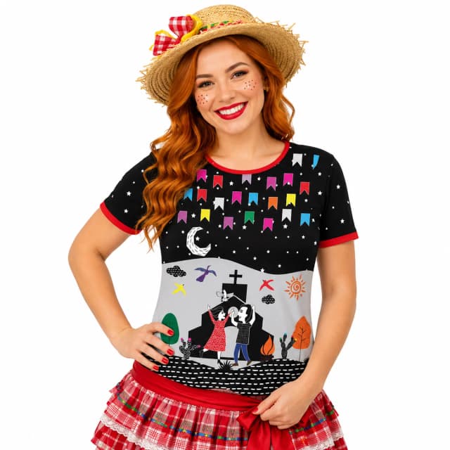 Camiseta Feminina Adulto Cordel Caipira