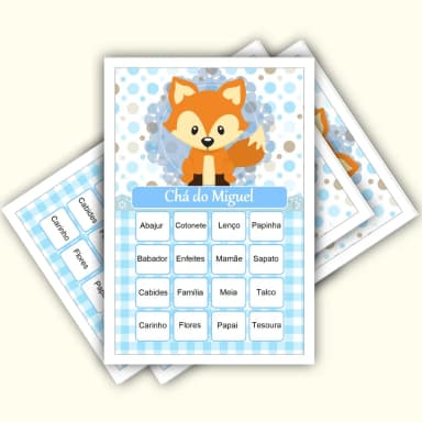 Bingo Chá de Bebê Menino Pdf Para Imprimir