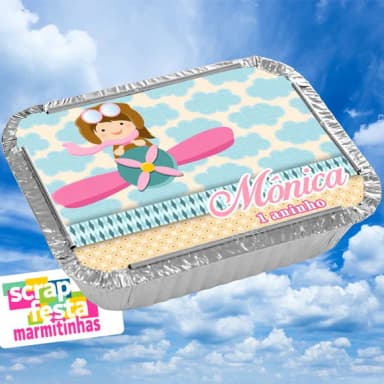 Marmitinha Personalizada Festa Aviador Menina
