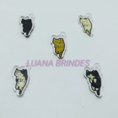 Pingentes Gatinhos de Acrílico Adesivado- Pct C/6 Unidades
