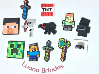 Ponteira P/lápis Minecraft Emborrachado 2,6cm 10 Unidades