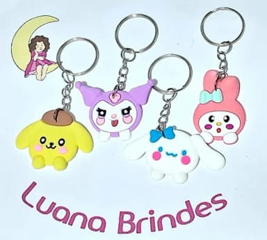 Chaveiro Melody e Kuromi Emborrachado Pacote com 4 Unidades