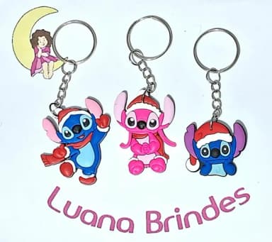 Chaveiro Stitch Natal Emborrachado Pacote com 6 Unidades