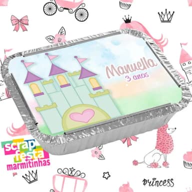 Marmitinha Personalizada Festa Princesa Aquarela