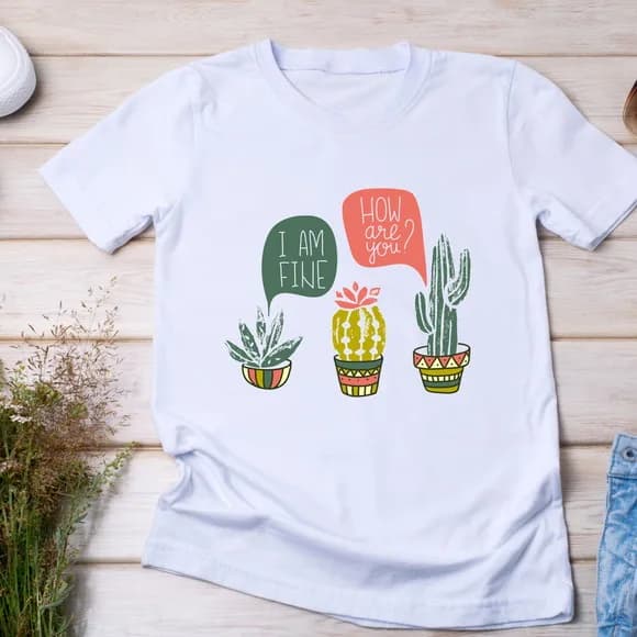 Camiseta Cactos - Diálogo How Are You I Am Fine
