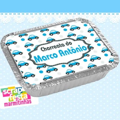 Marmitinha Personalizada de Chá de Menino Carrinhos