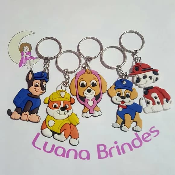 Chaveiro Cachorro Patrulha Borracha Pct 5 Unidades Variados