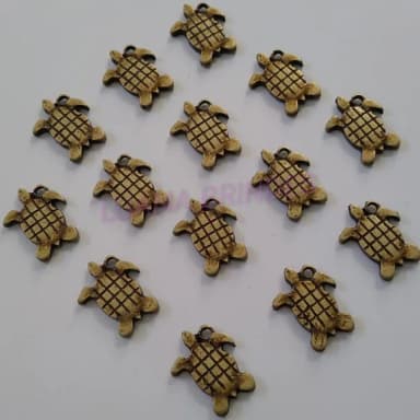 Pingente Tartaruguinha de Metal Ouro Velho - pct c/10 unid