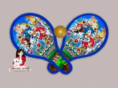 Raquetes de Ping Pong Personalizadas Tema Sonic 3