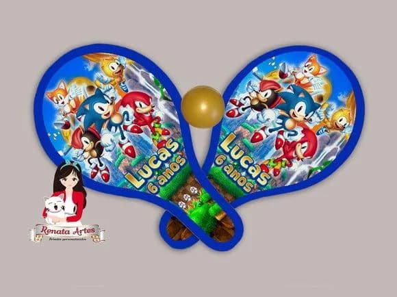 Raquetes de Ping Pong Personalizadas Tema Sonic 3