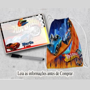 Kit Lembrancinhas da Hot Wheels Mochila e Lousa Magica Personalizada