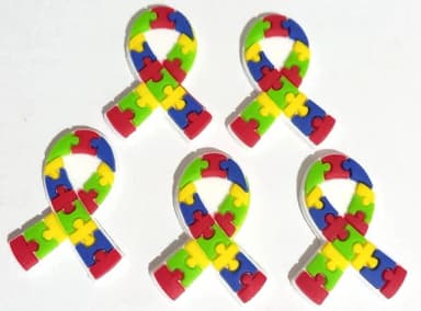 Aplique Laço Símbolo Autismo Emborrachado - 6 Unidades