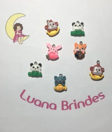 Pingente de Resina de Animais Pacote com 7 Unidades