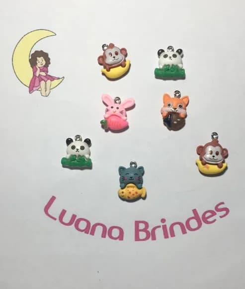 Pingente de Resina de Animais Pacote com 7 Unidades