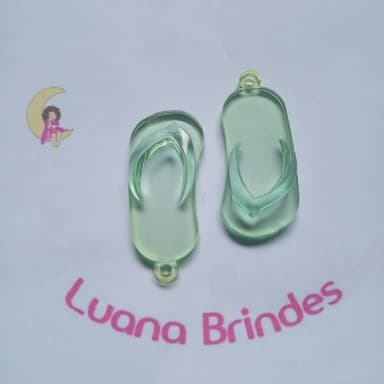Chinelo Pingente Verde de Acrilico 5cm Pct 12 Unidades