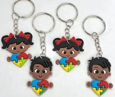 Chaveiro Menina e Menino Símbolo Autismo - 6 Unidade