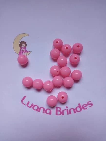 Bolinha Plástica Leitosa Pink Passante 10mm Pct 100 Unidad