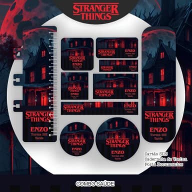 60 Etiquetas Escolar Patrulha Stranger Things