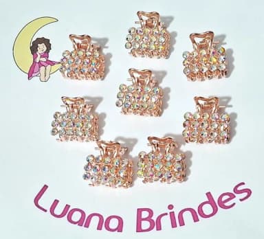 Presilha Piranha p/ Cabelo Metal C/strass c/ 2 Pares 4 Peças