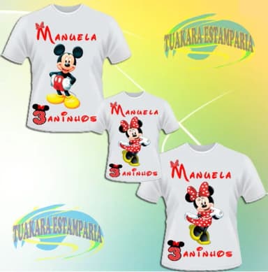 Kit 3 Camisetas - Minnie Vermelha