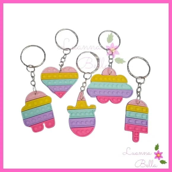 Chaveiro Pop It Variados Emborrachados -pct C/5unds