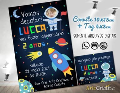 Convite Digital C/tag Espaço Astronauta 9