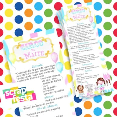 Menu Cardápio Personalizado Festa Circo Aquarela
