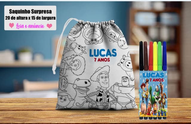 Saquinho Surpresa pinte e lave com Canetinha do Toy Story