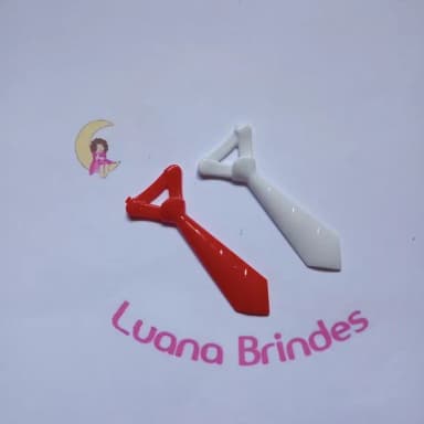 Pingente Gravatinha Vermelha Branca 5cm Pct 35 Unidades