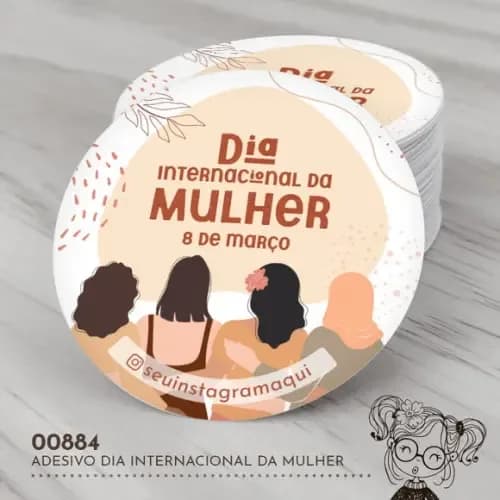 Adesivo Redondo Dia Internacional da Mulher - 00884