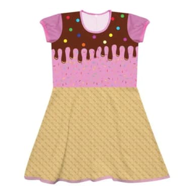 Vestido Infantil Sorvete Confeitaria Temático Casquinha