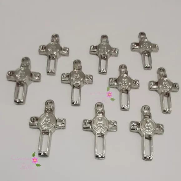 Pingente Crucifixo de Metal Prata - pacts c/10 unds