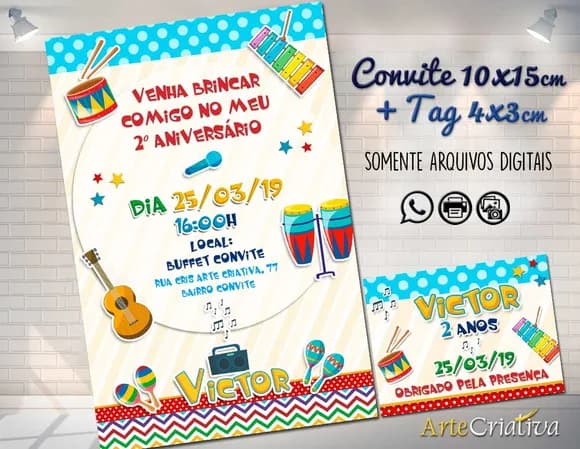 CONVITE DIGITAL C/TAG Aniversário Música