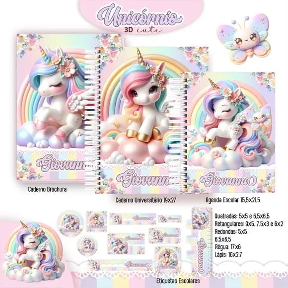 Caderno + Etiquetas + Tag Personalizada + Lápis
