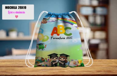 Mochilinha personalizada para lembrancinhas Formatura ABC