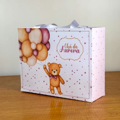 PEGUE E MONTE - Sacolinhas Personalizadas CHA DE BEBE URSINHO ROSA - Decoração de Festa | Lembrancinhas | Aniversário | Personalizados