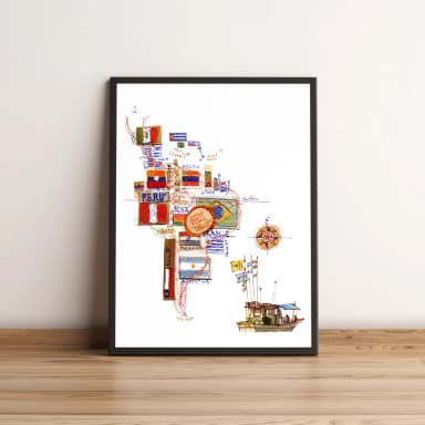 Quadro Mapa da América 362