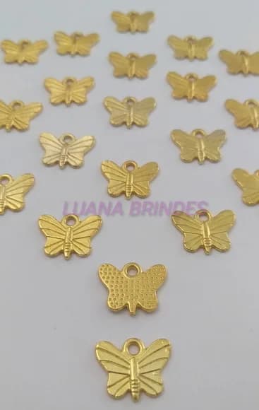 Pingente Borboleta de Metal Dourado - Pct c/ 15 Unidades