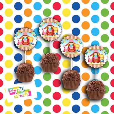 Topper Redondo 3,8 cm Escalopado para Docinho Festa Circo