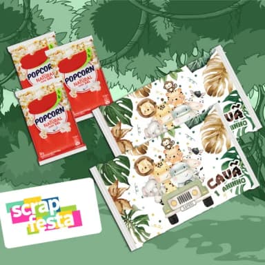 Adesivo Personalizado Pipoca Microondas Safari Aquarela