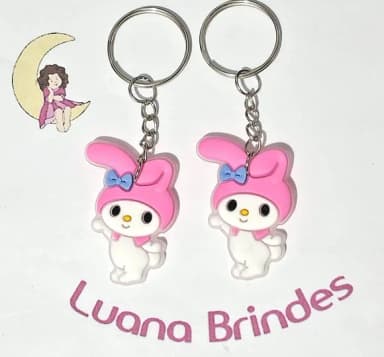 Chaveiro Hello Kitty e Melody Emborrachado Pcts com 6 Peças