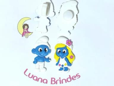 Smurf e Smurfette C/adaptador de Crocs ou Tênis 6 Unidades