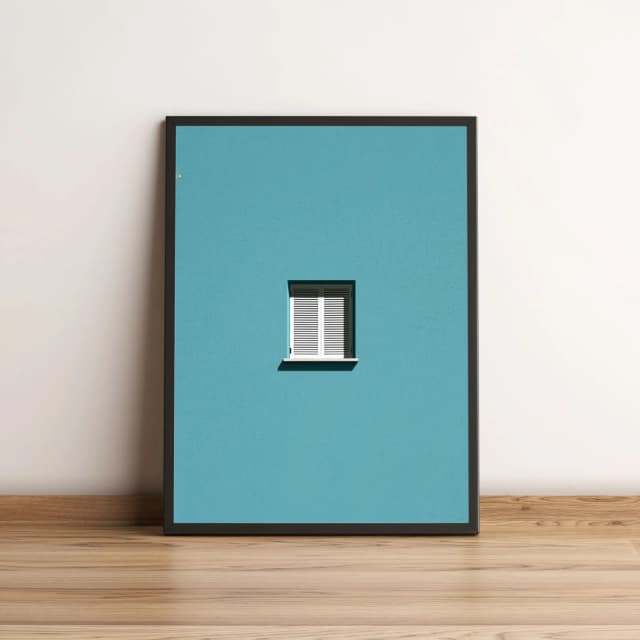 Quadro Janela Minimalista em Azul 366