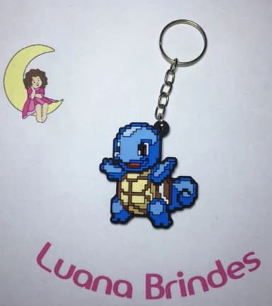 Chaveiro Squirtle Pokémon (pixel) Emborrachado Pct C/2 Und