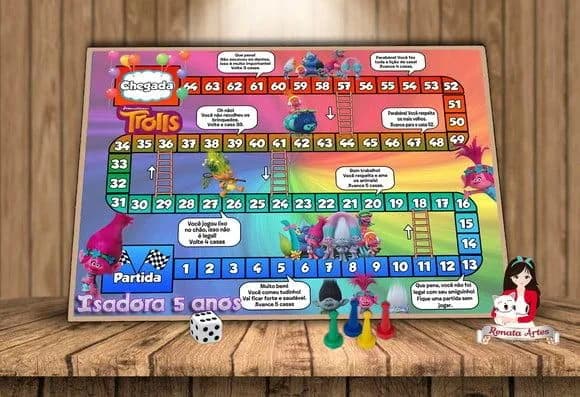 Tabuleiro Educativo Tema Trolls