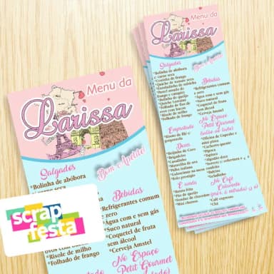 Menu Cardápio Personalizado Festa Paris