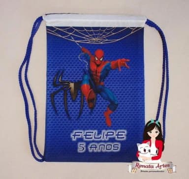 Mochila de Tecido Azul Personalizada Homem Aranha