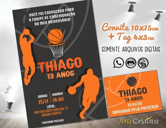 Convite Digital C/tag Basquete